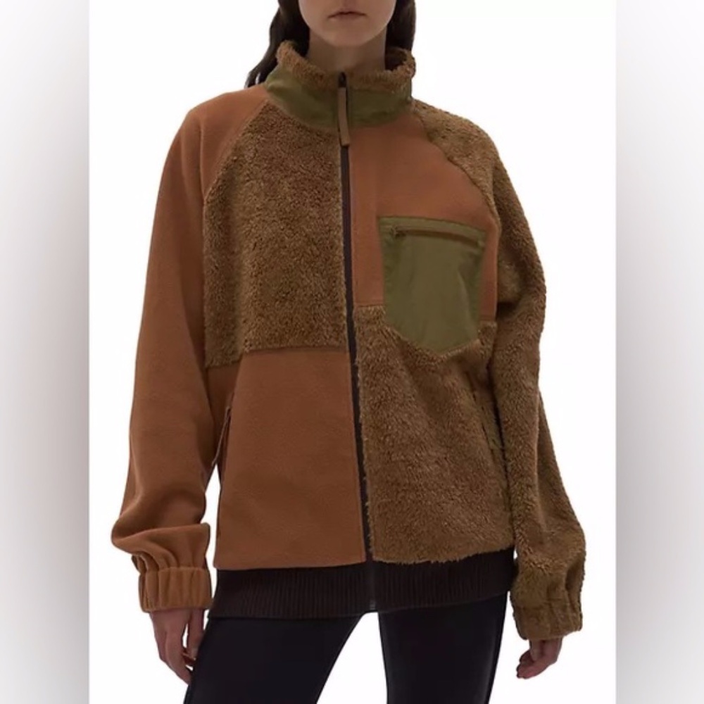 Helmut Lang Patchwork Fleece Jacket NWT Green Brown Unisex Small Oversize